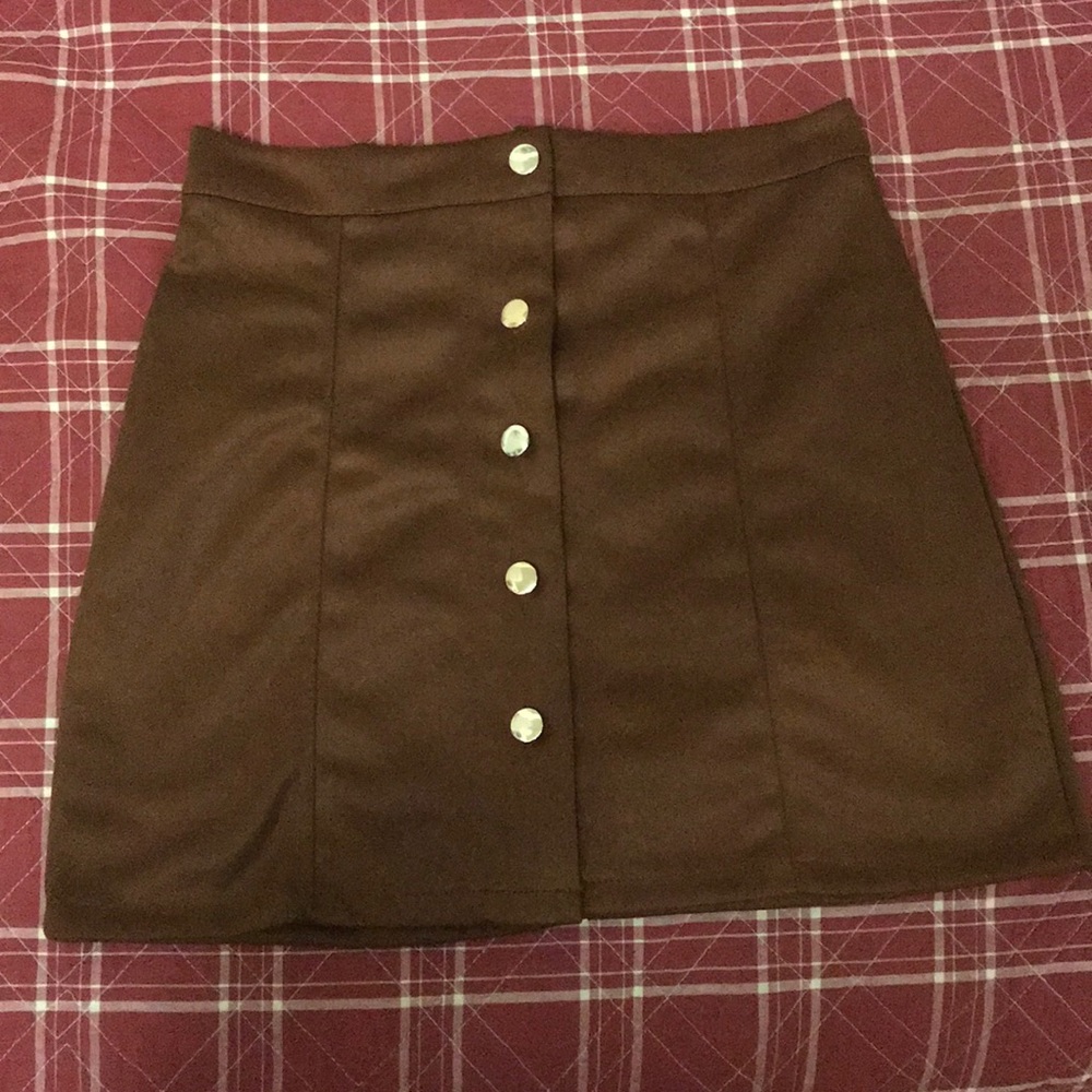 High waisted vintage style faux suede mini skirt - Picture 4 of 5